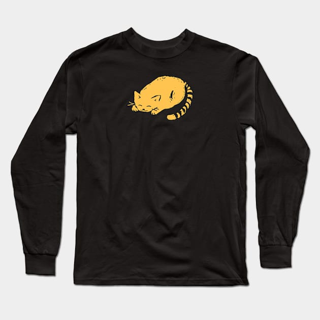 Ginger Cat Sleeping Long Sleeve T-Shirt by FoxShiver